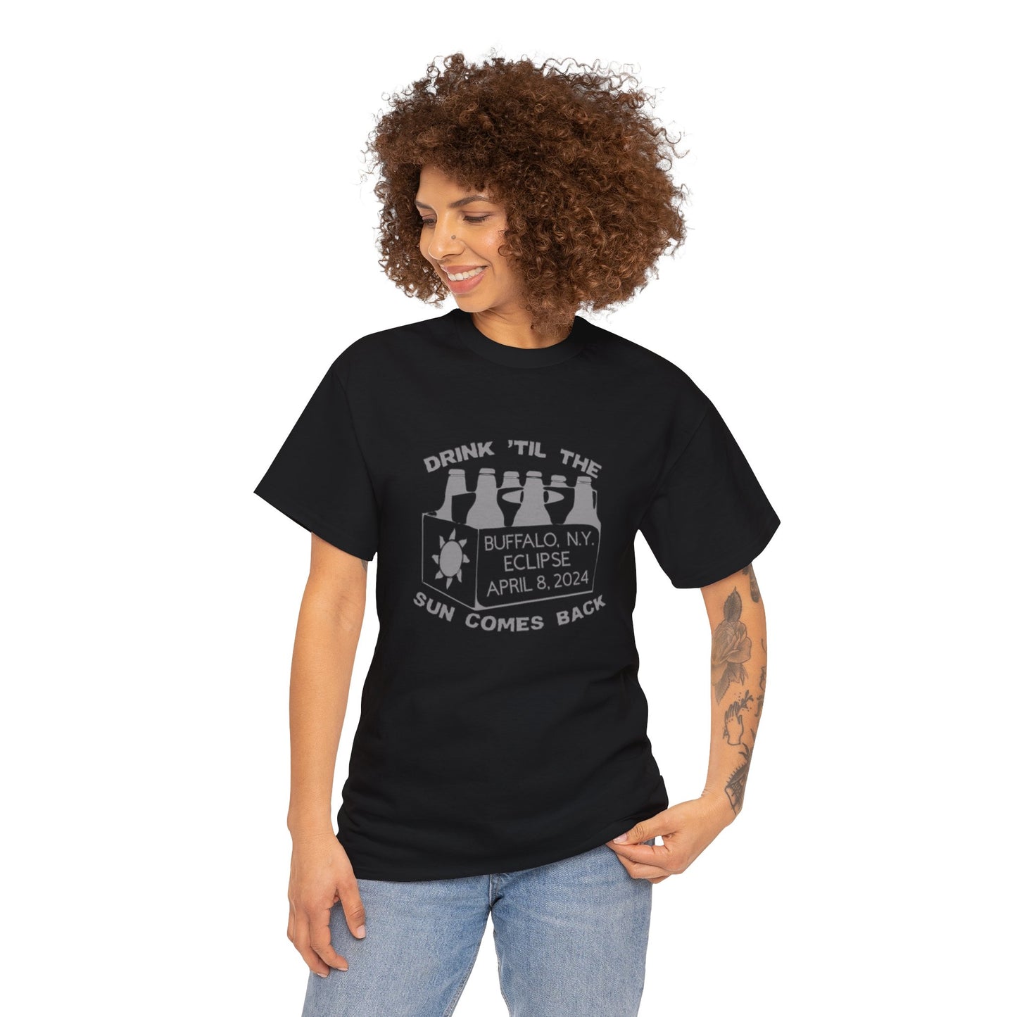 awesome Drink Til the Sun Comes Back Eclipse Unisex Heavy Cotton Tee